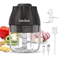 bedee Picadora Eléctrica- Picadora de Alimentos- 250ML Picador de Ajo Trituradora de Alimentos con USB Recargable- Food…